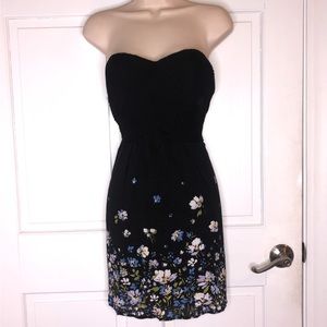 UO Kimchi Blue strapless black floral dress